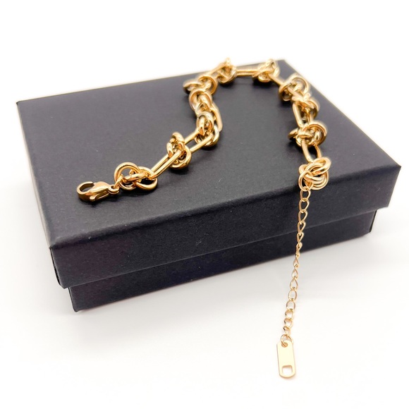 Jewelry - Gold Knot Bracelet - Chunky Gold Bracelet - Gold Chain Link Bracelet - 18k Gold